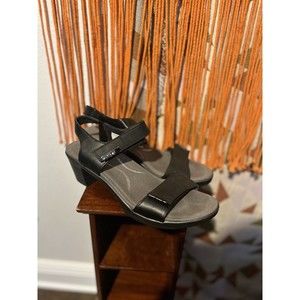 NAOT Heeled Sandals Size 41 US 10 Hook Loop Black Open Toe Shoes
